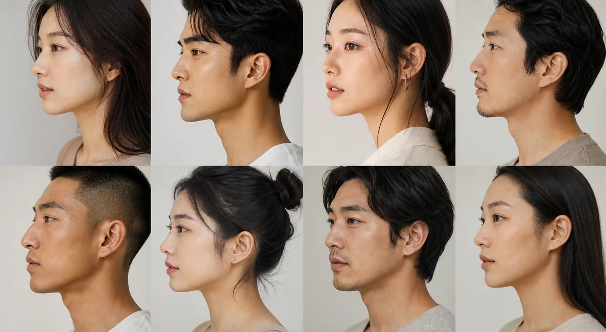 Diverse Asian side-profile examples showing natural nose shape variation